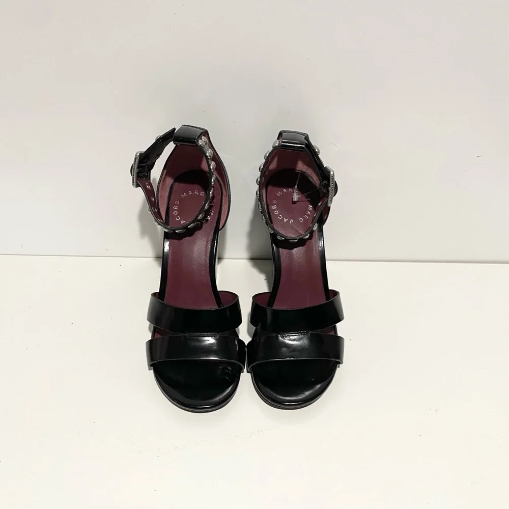 Marc Jacobs Jamie‎ Stud Strap Half Moon Sandal Hight Heel Shoes 36
